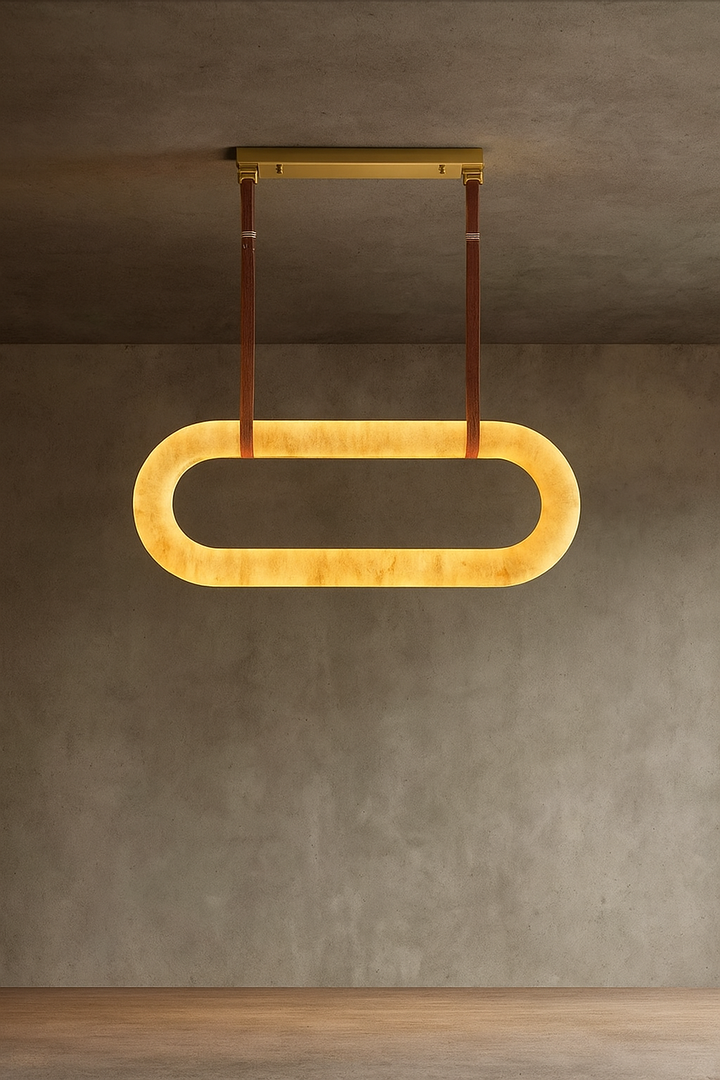 Spanish Marble Pendant Lights with brown belt holders