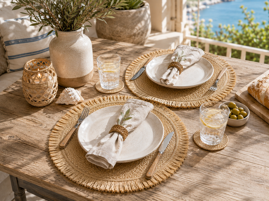 Handwoven Seagrass Fringe Placemats set of 2