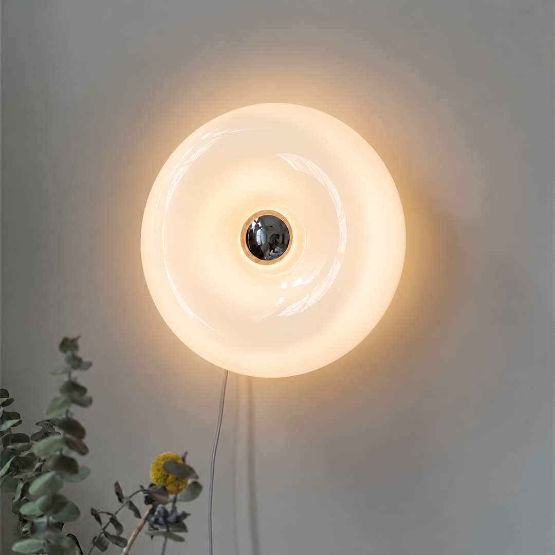 Orange Pink & white Sculptural Round Wall or table Light