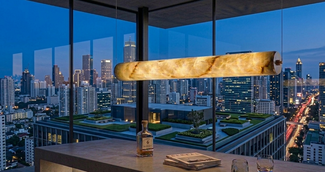 Alabaster Tube Linear Chandelier
