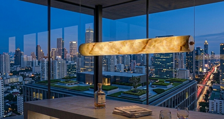 Alabaster Tube Linear Chandelier