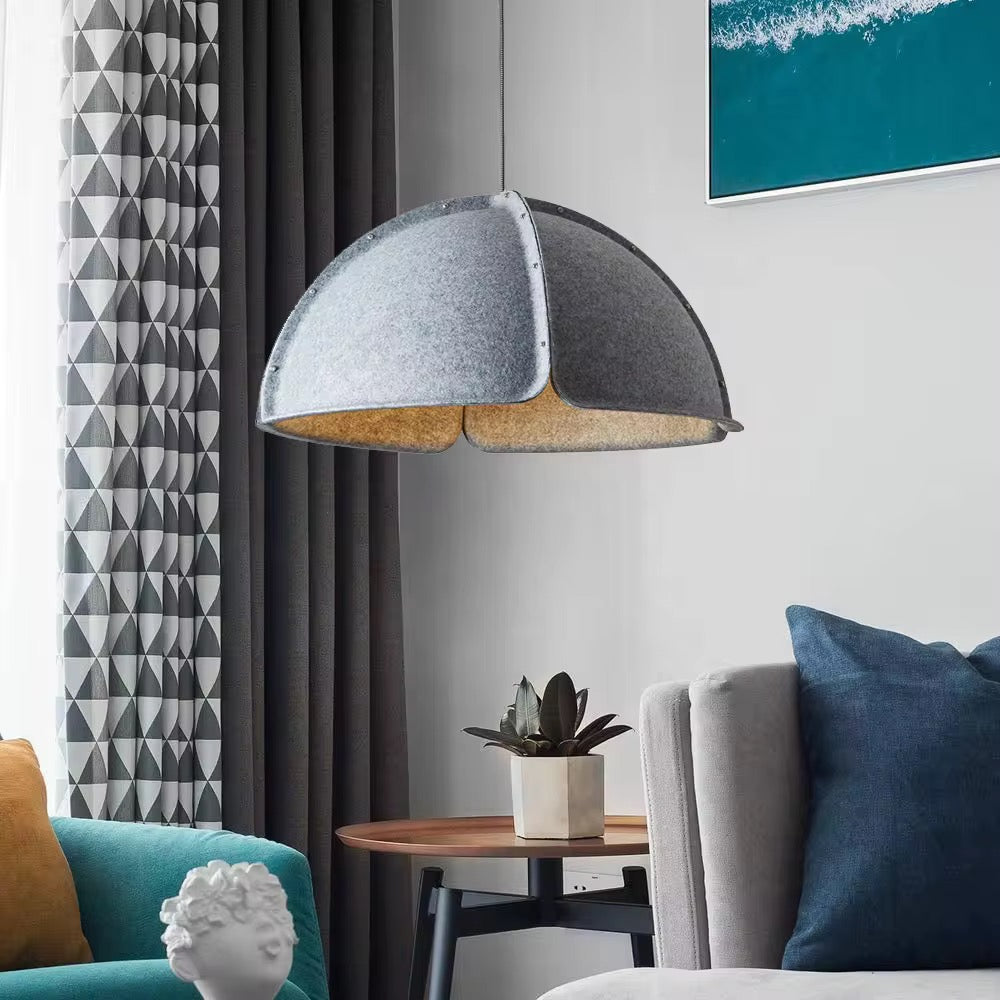 Gray Felt Dome Pendant Light