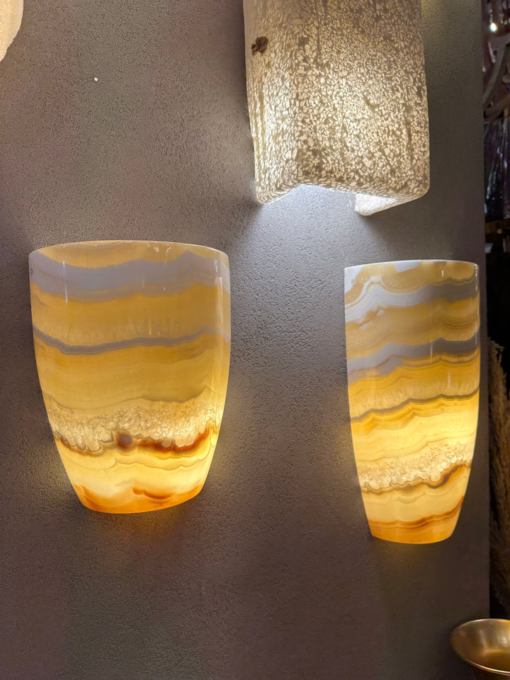 Amber Alabaster Marble Wall Sconce