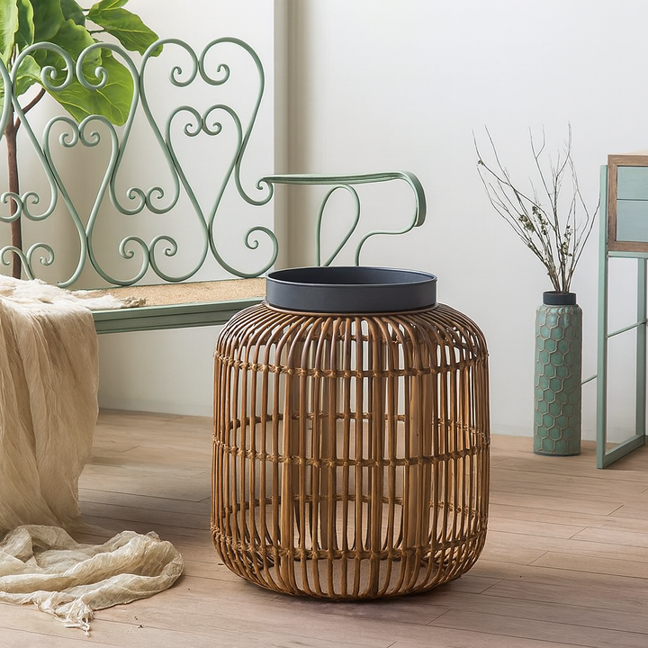 Rattan Lantern with Metal Top