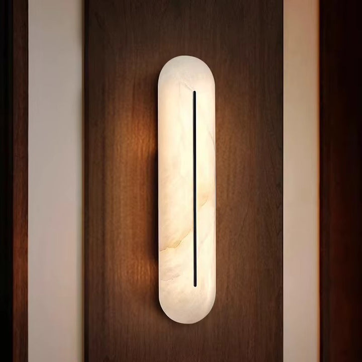 Modern Alabaster Wall Sconce with Slit Detail