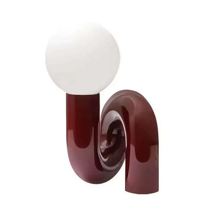Sculptural Peach Table Lamp with Opal Globe