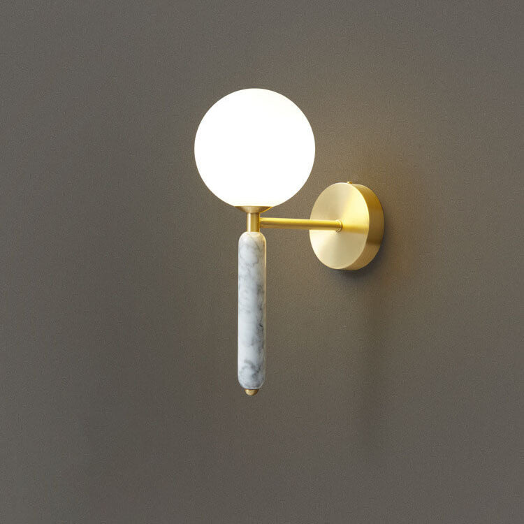 Modern Wall Sconce with Marble and Brass Accents