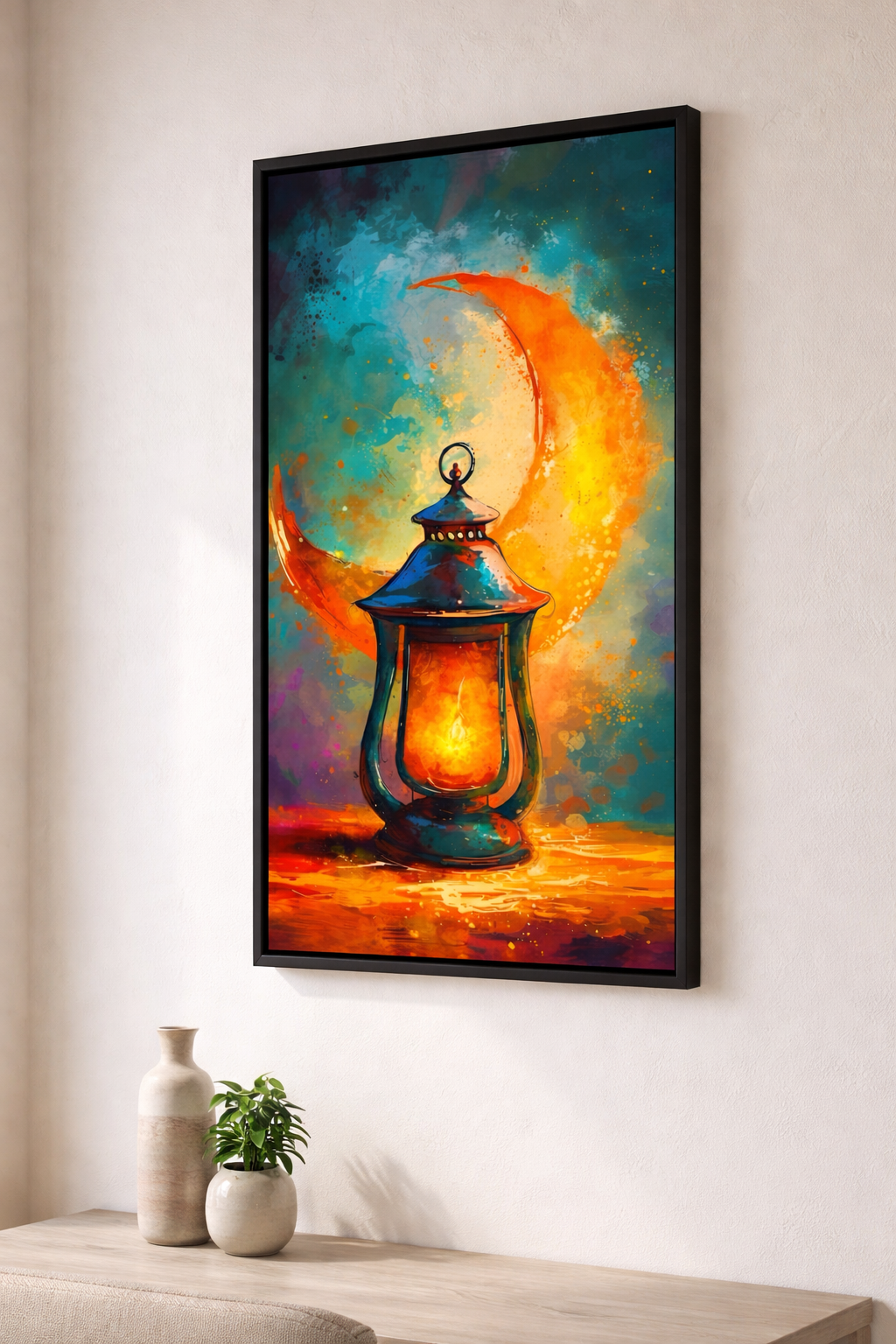 Crescent Moon Lantern Canvas Art