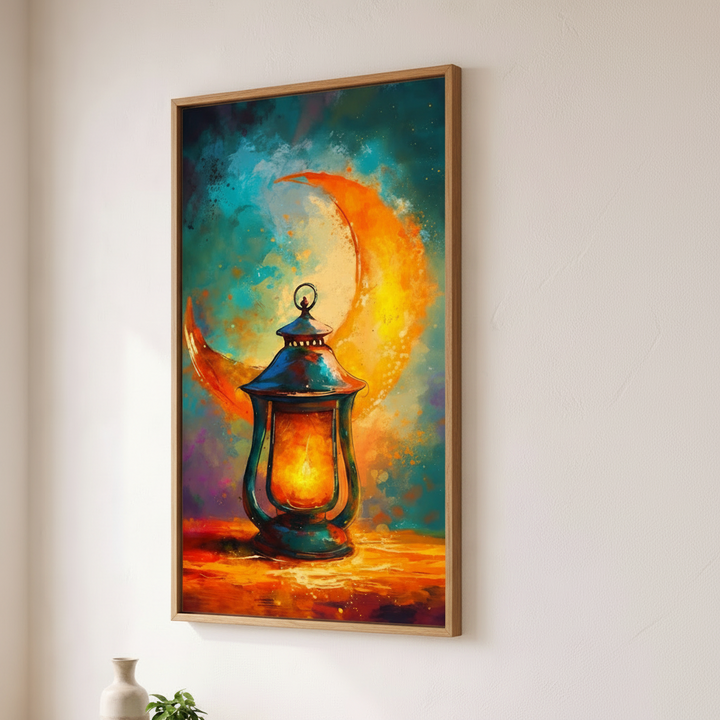 Crescent Moon Lantern Canvas Art