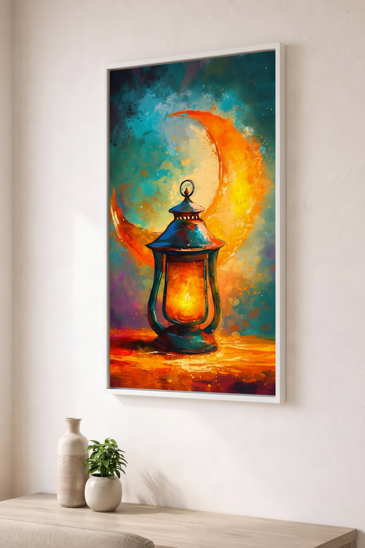 Crescent Moon Lantern Canvas Art