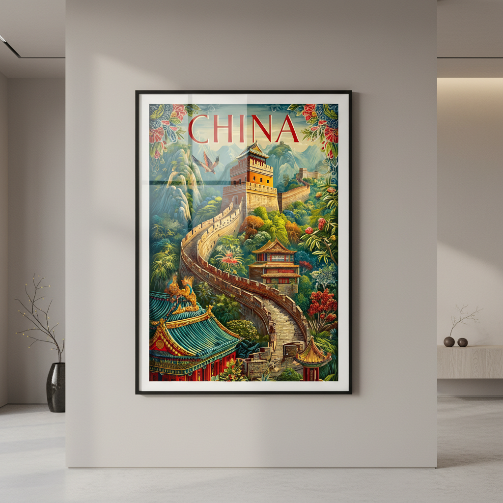 China Great Wall Vintage Travel Poster Canvas