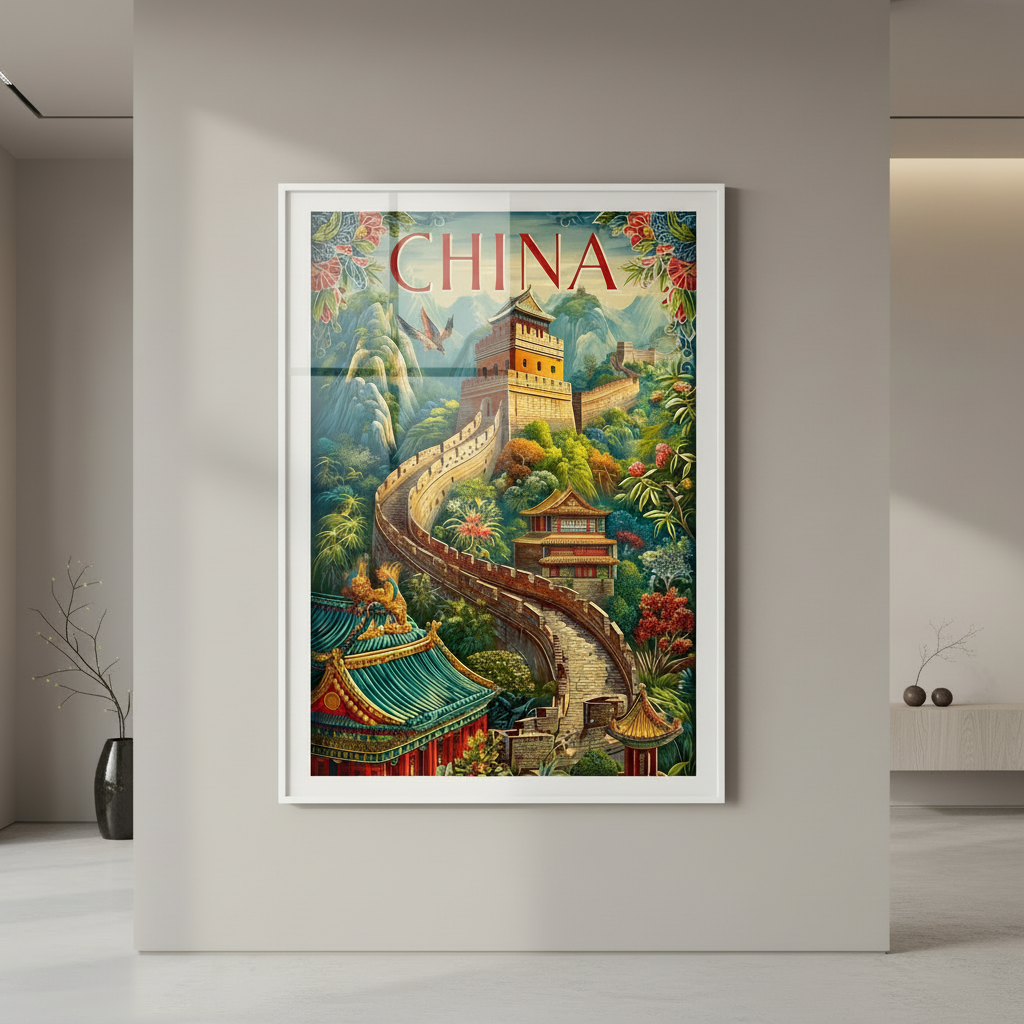 China Great Wall Vintage Travel Poster Canvas