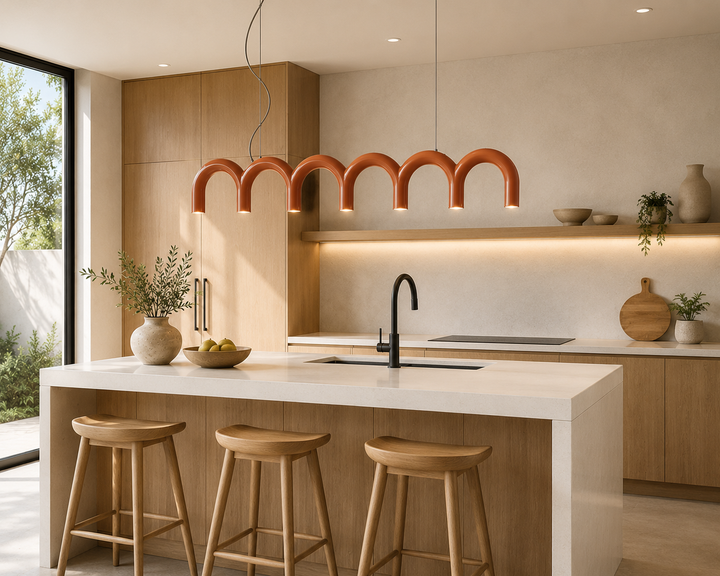 Modern Brick color Arc Pendant Light