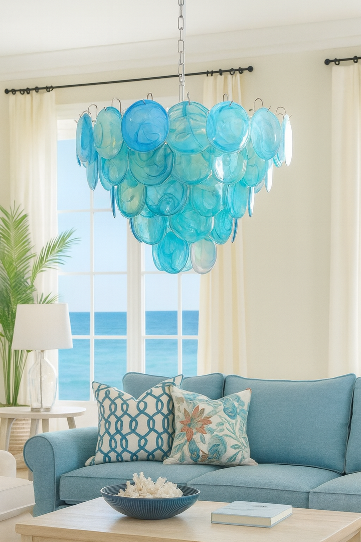 Iridescent Glass Disc Chandelier