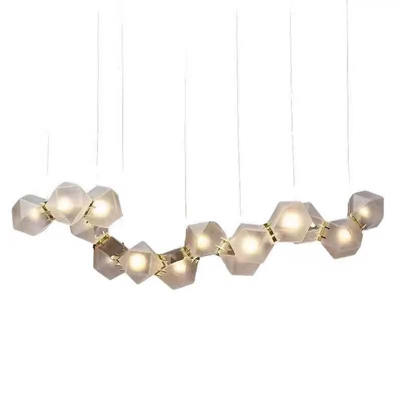Modern Geometric Pendant LightModern Geometric Pendant Light for Dining Room (8 cells)Illuminate your dining area with this striking modern geometric pendant light, featuring a unique configuration of frosted hexagonal glass shades. Designed to add elPendant LightingWadi Home