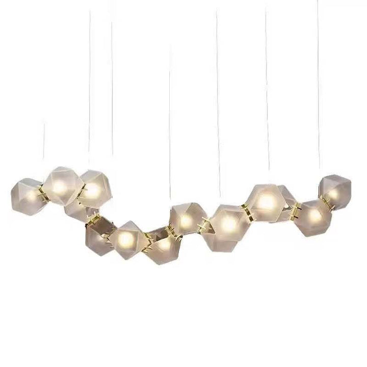 Modern Geometric Pendant LightModern Geometric Pendant Light for Dining Room (8 cells)Illuminate your dining area with this striking modern geometric pendant light, featuring a unique configuration of frosted hexagonal glass shades. Designed to add elPendant LightingWadi Home