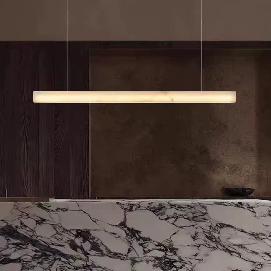 Modern Linear LED Pendant Light in Warm Ivory