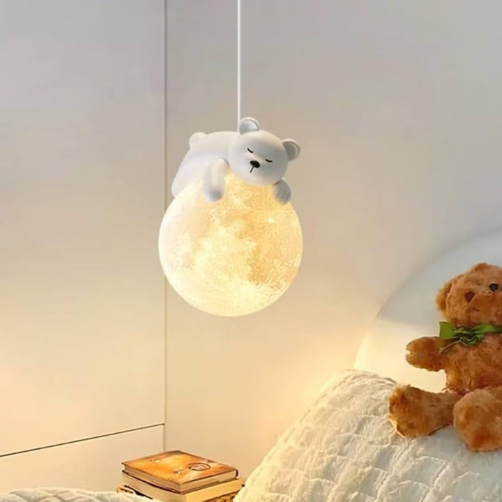 Globe with bear pendant light