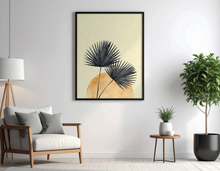 Minimal Palm Leaves Sunset Wall Art