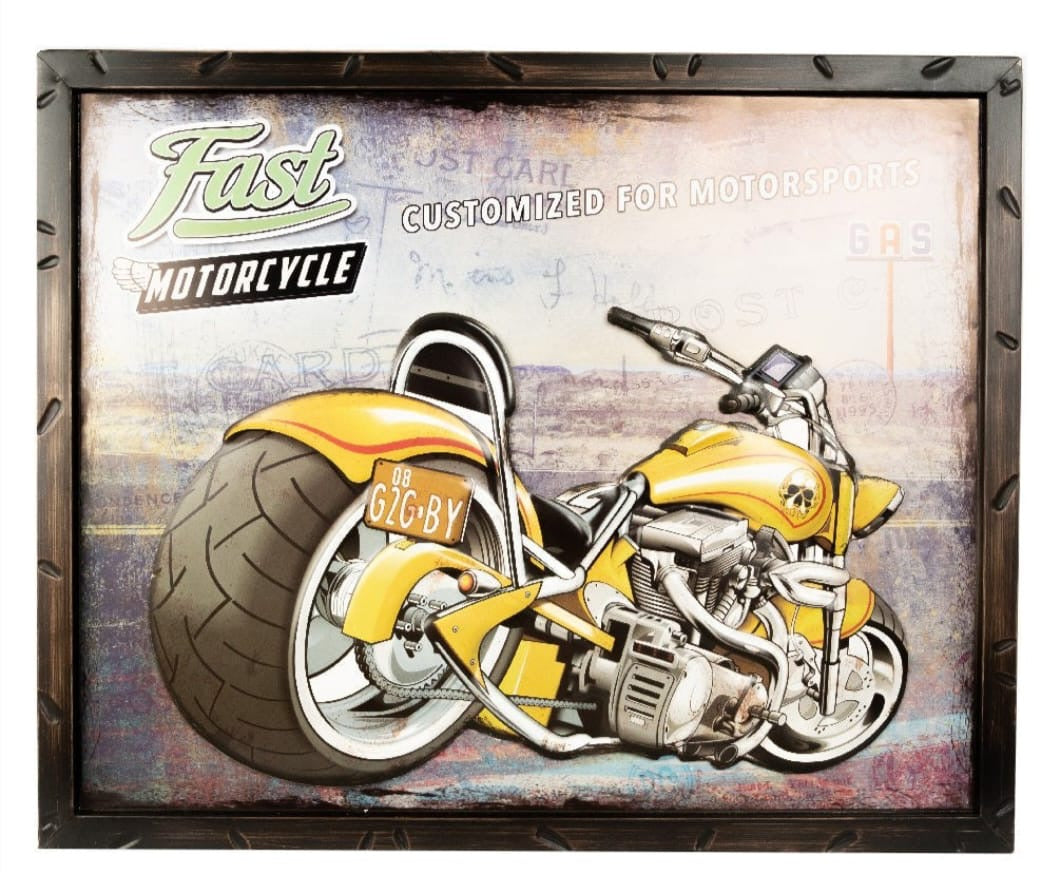 Fast Motorcycle Retro Wall Art