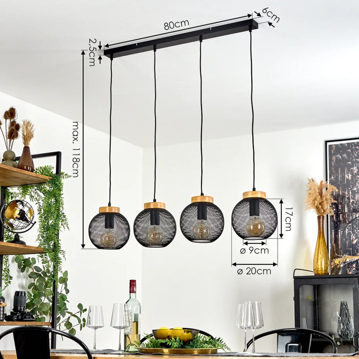 Industrial Mesh Globe Pendant Light - Set of 4