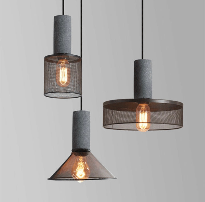 Industrial Concrete and Metal Pendant Light