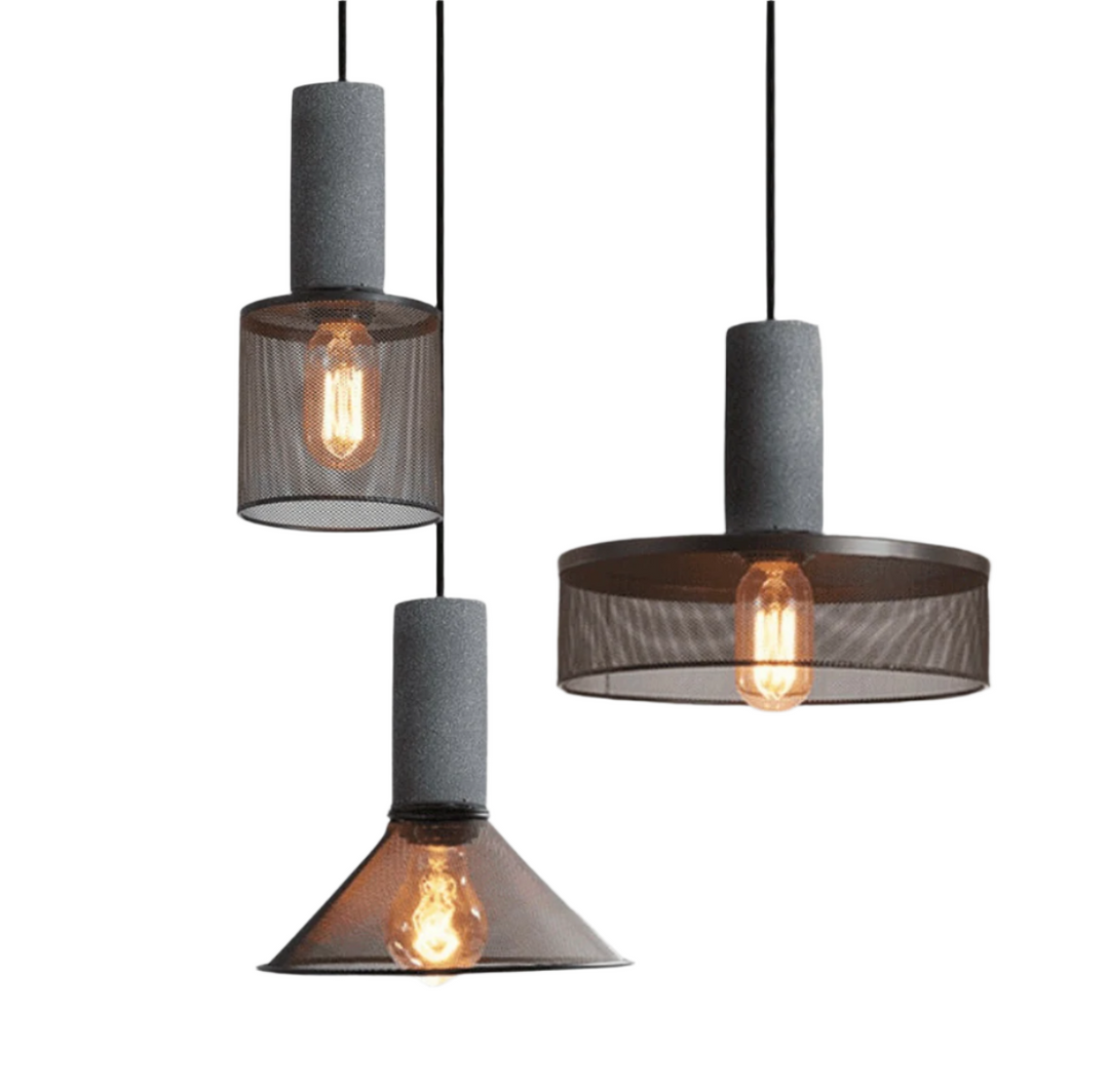 Industrial Concrete and Metal Pendant Light