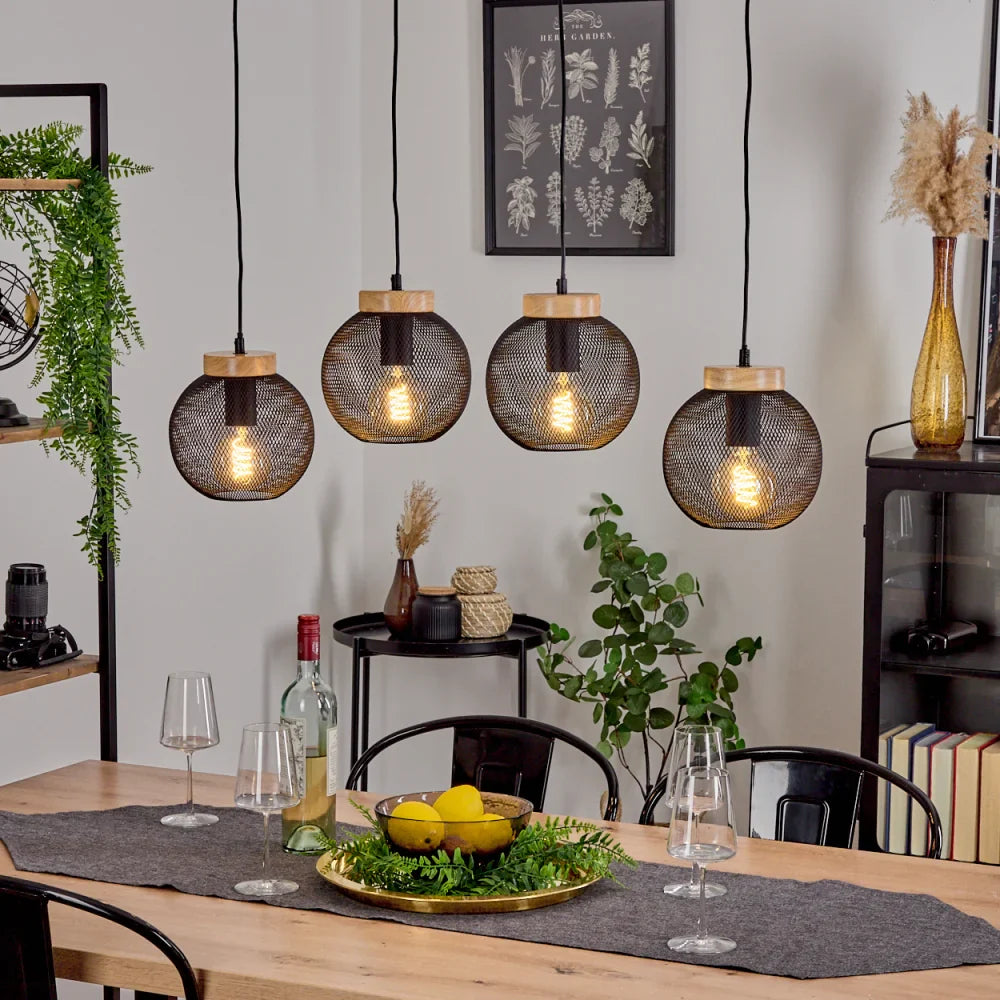 Industrial Mesh Globe Pendant Light - Set of 4