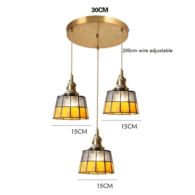 Amber Tiffany Triple Pendant Chandelier