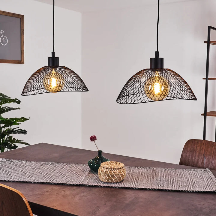 Industrial Wire Mesh Pendant Light Set