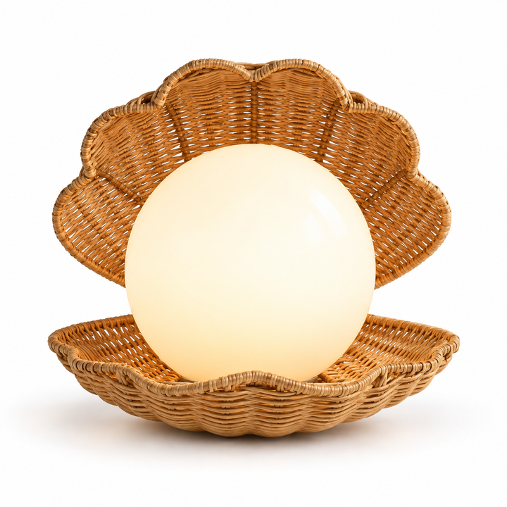 Shell-Inspired Rattan Table Lamp