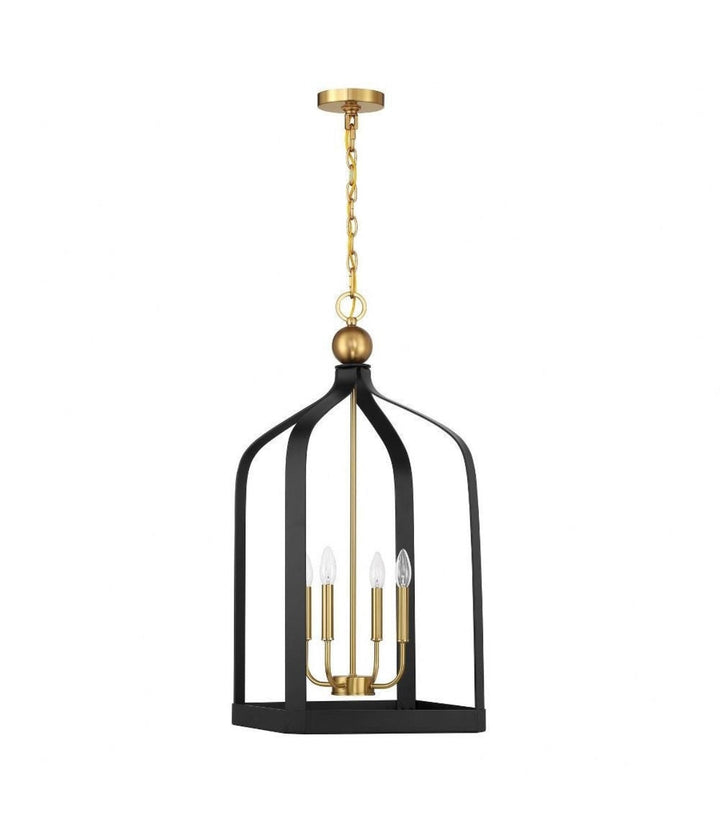 Elegant White and Gold Cage Chandelier