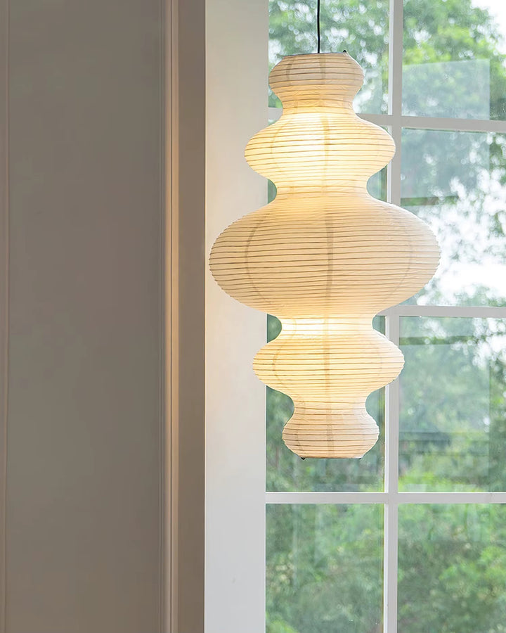 Sculptural Cream Paper Pendant Light