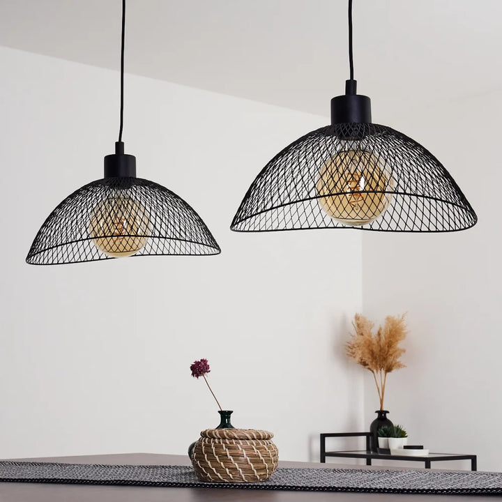 Industrial Wire Mesh Pendant Light Set