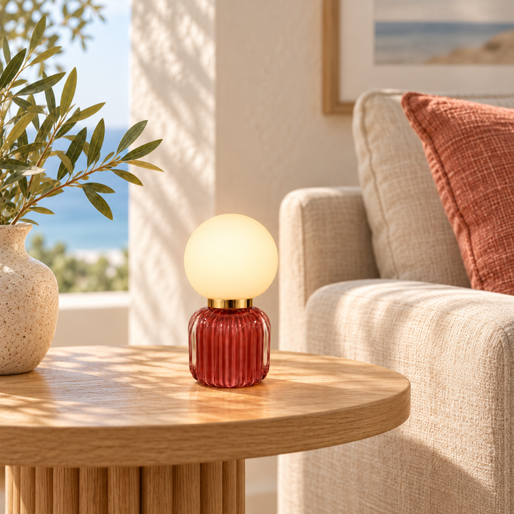 Burgundy Glass Table Lamp