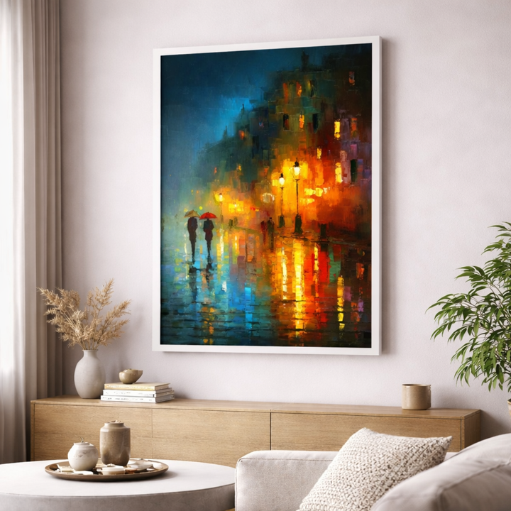 Rainy Street Night Canvas