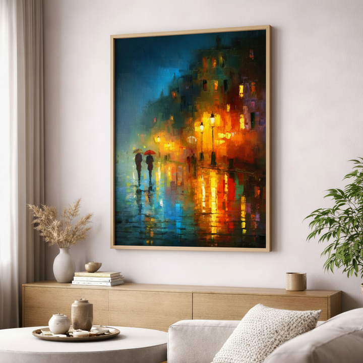 Rainy Street Night Canvas