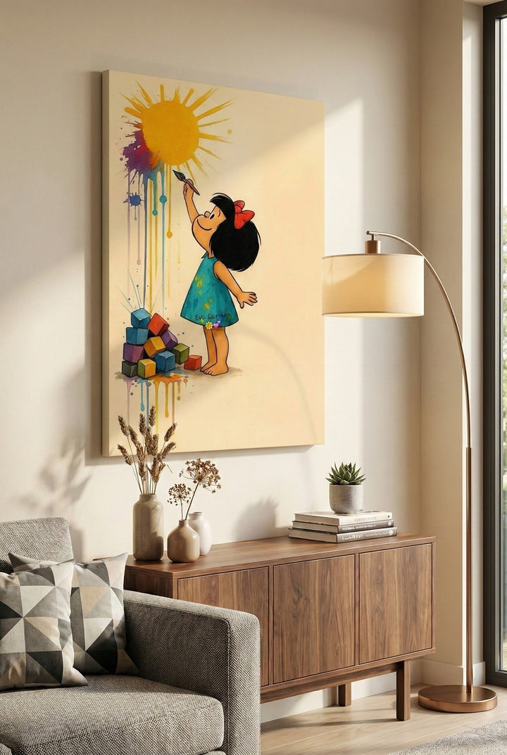 Joyful Child Painting the Sun Canvas