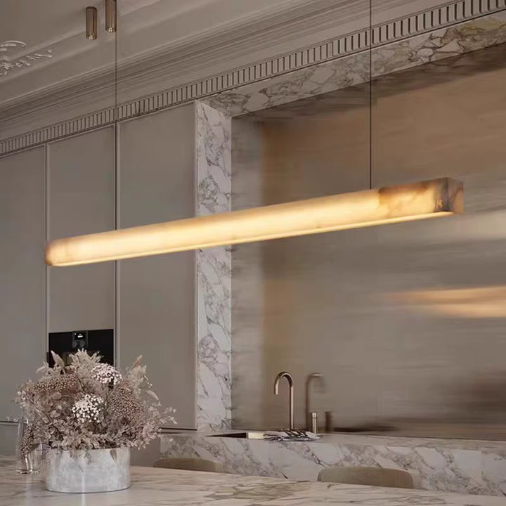 Modern Linear LED Pendant Light in Warm Ivory
