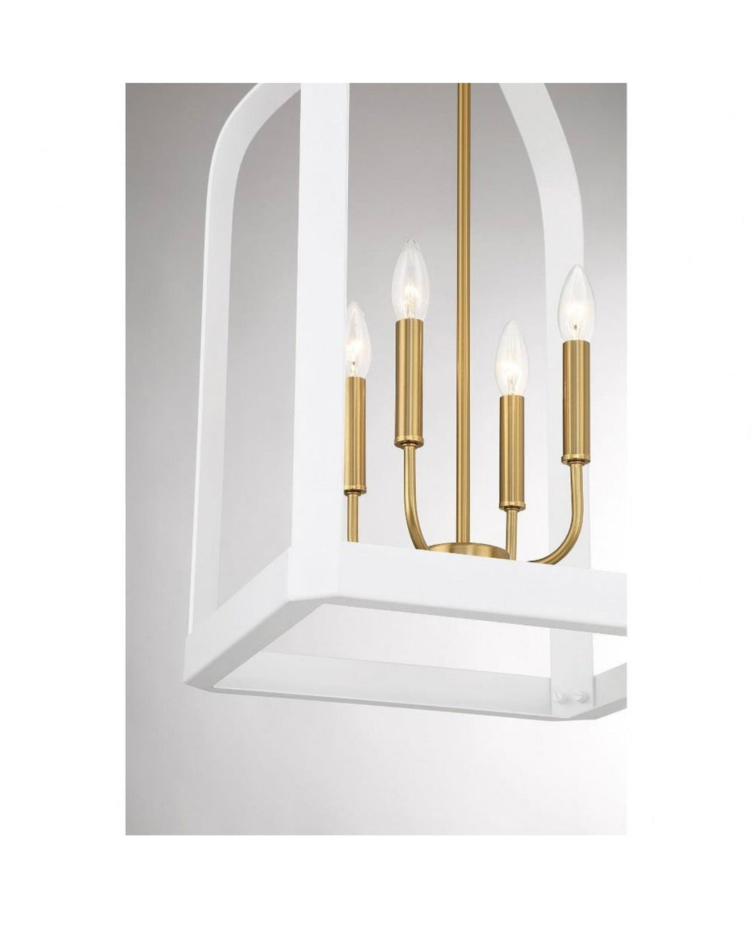 Elegant White and Gold Cage Chandelier