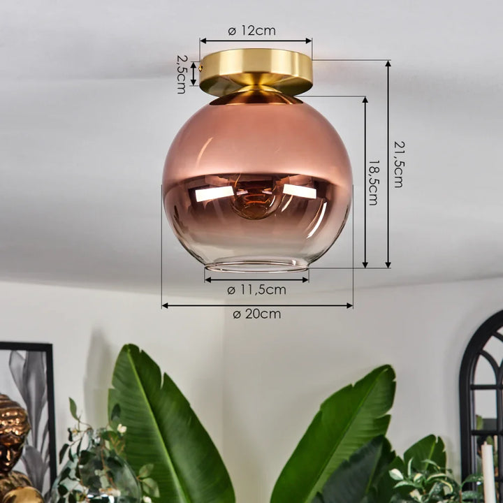 Modern Rose Gold Glass Globe Ceiling Light