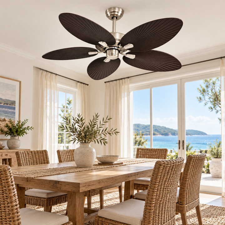 Modern Black Five-Blade Ceiling Fan Fixture
