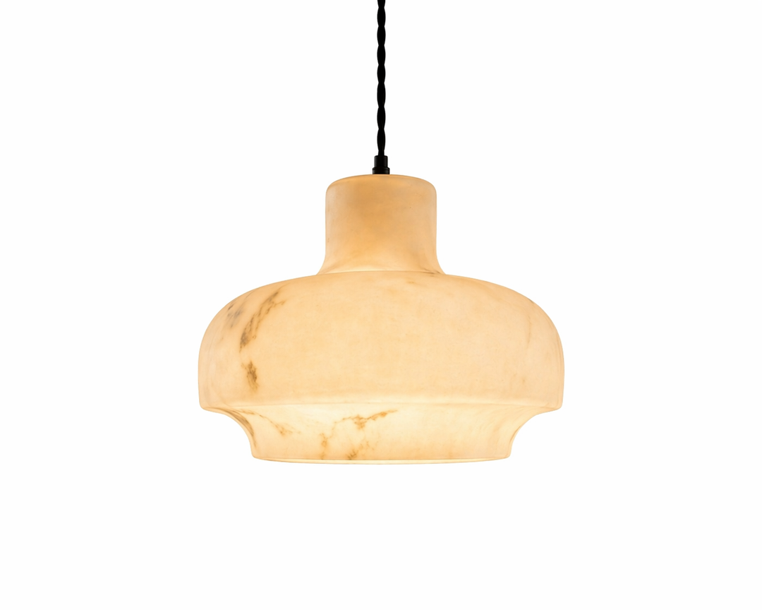 Minimal marble cylinder pendant light with modern design