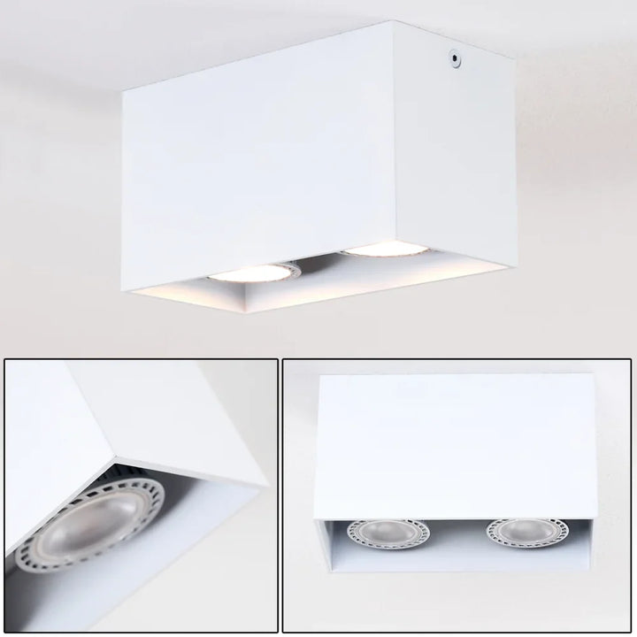 Modern Dual White Rectangular Ceiling Spotlight