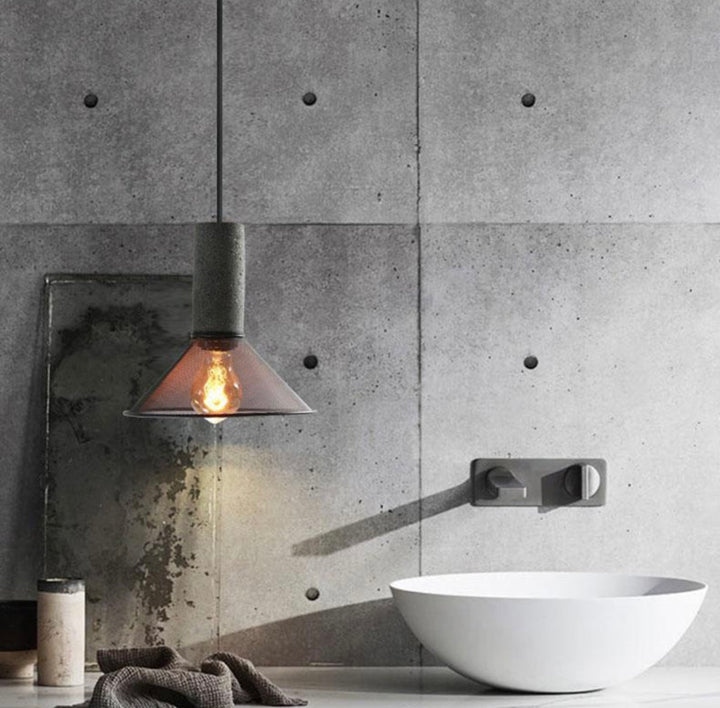 Industrial Concrete and Metal Pendant Light