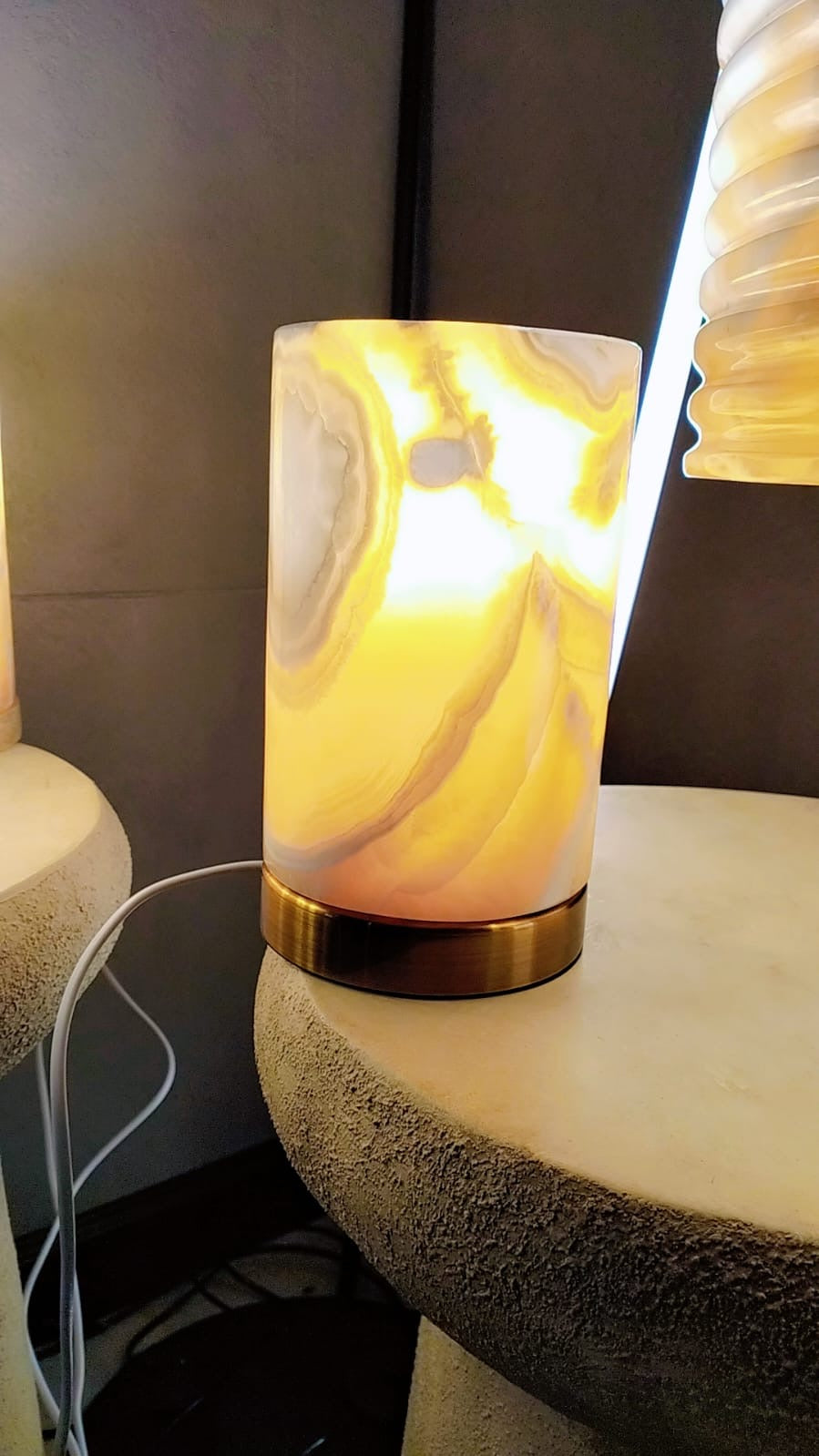 Amber Glow Alabaster Marble Table Lamp