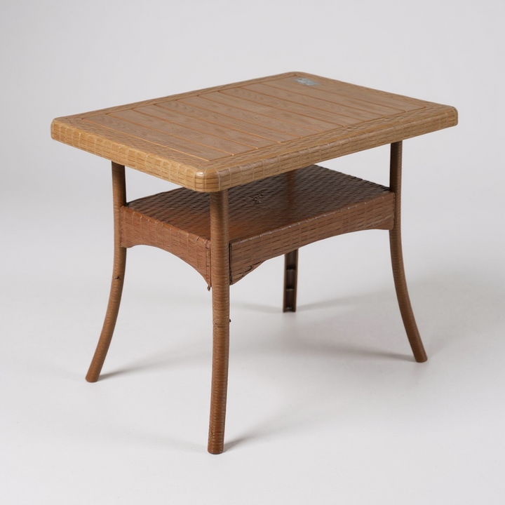 Woven Outdoor Side Table with Shelf