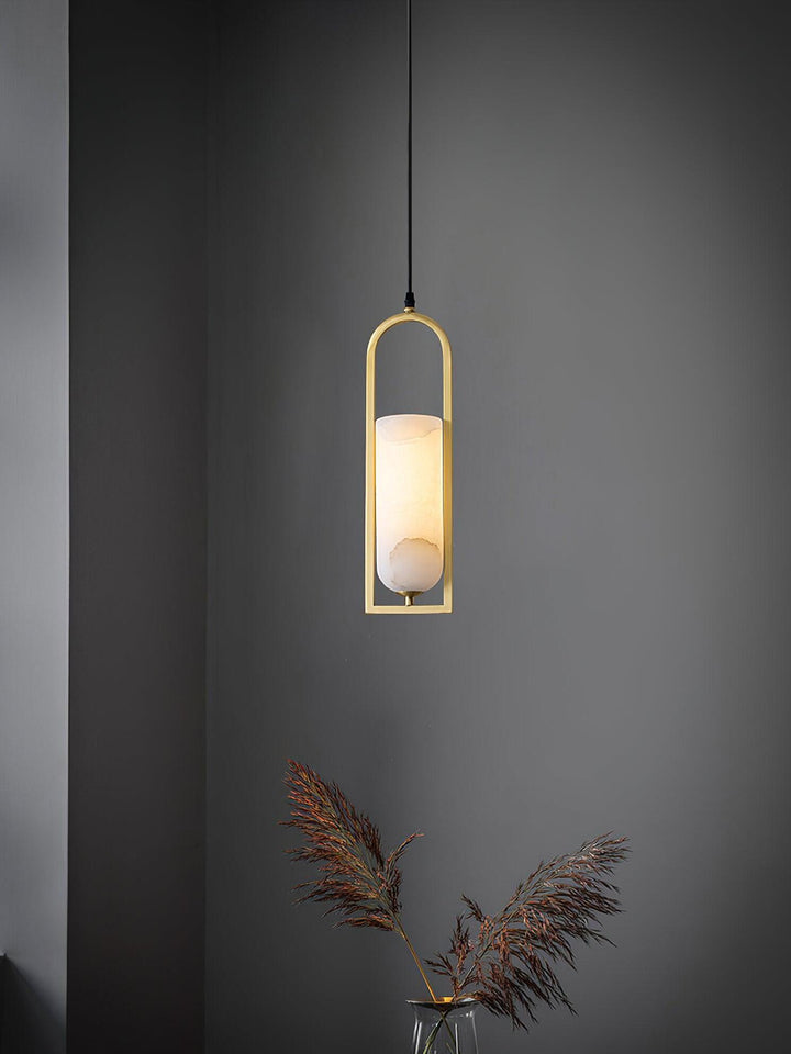 Minimal Arch Natural Spanish Alabaster Pendant Light