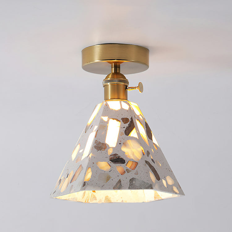 Brass Terrazzo Cone Pendant Light