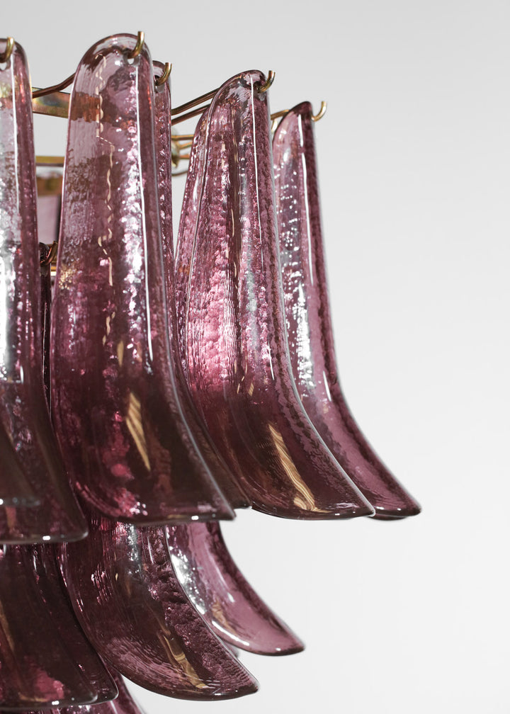 Burgundy Glass Cascade Chandelier with Layered Shades